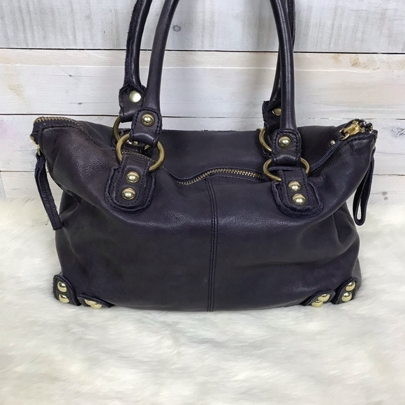 Linea Pelle Dylan Purple Leather Shoulder Bag Tote Purse - Picture 4 of 8